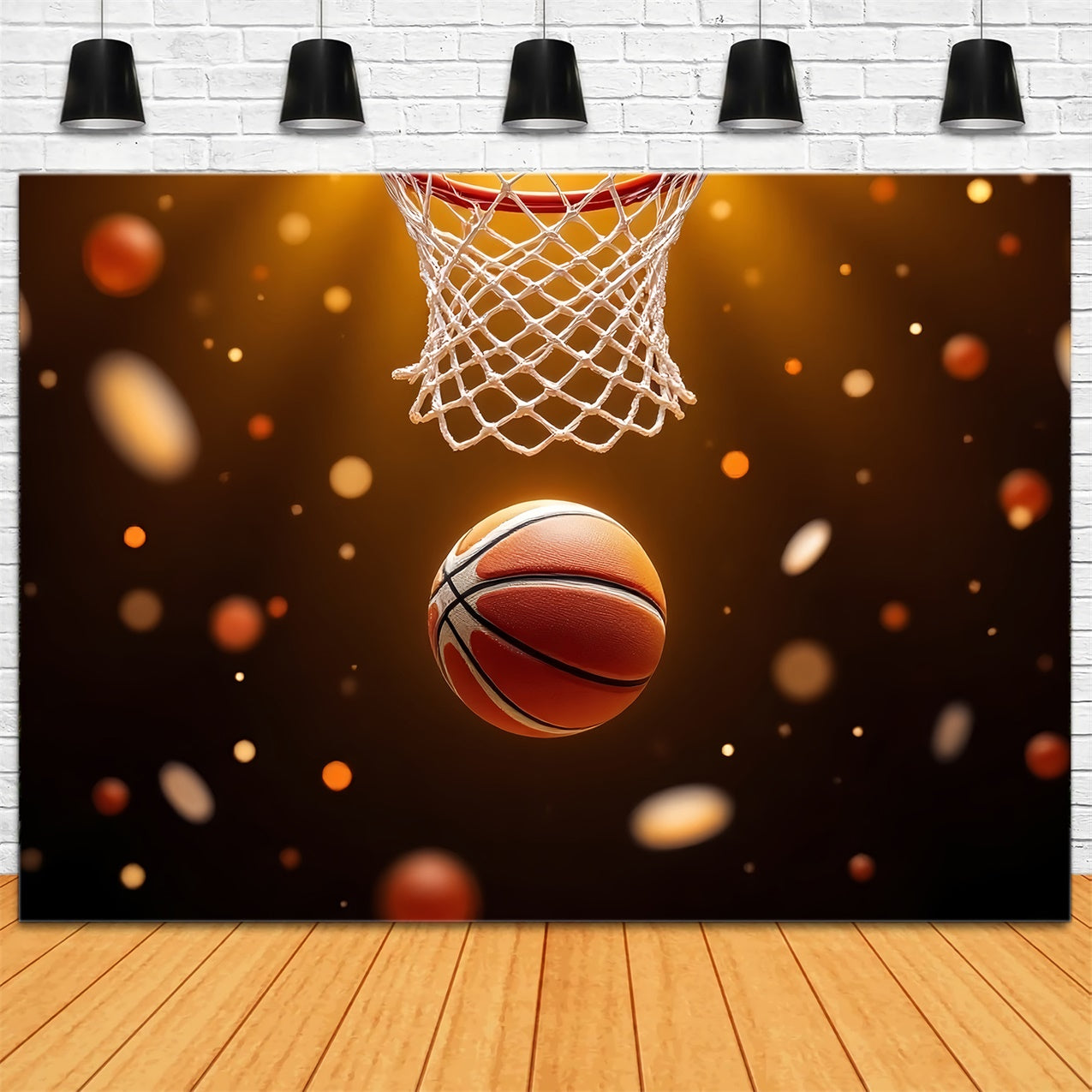 Basketball Photo Backdrop Golden Sparkle Scene Backdrop UK BRP1-327