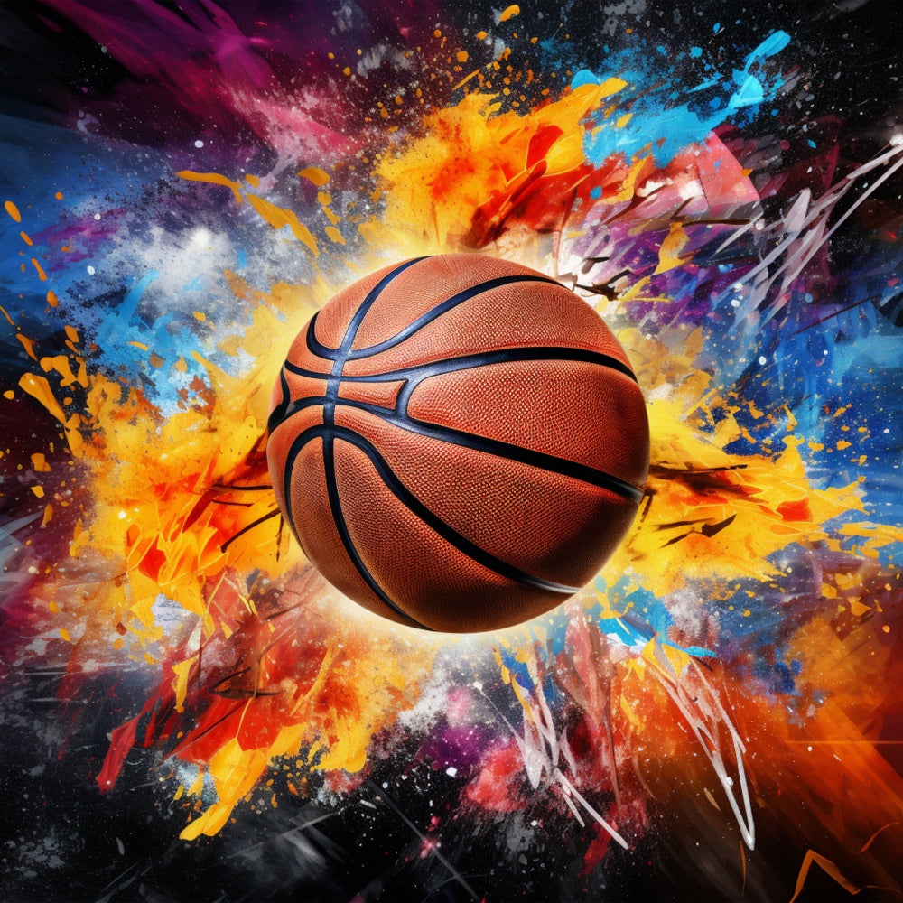 Basketball Photo Backdrop Exploding Colors Vibrant Backdrop UK BRP1-332