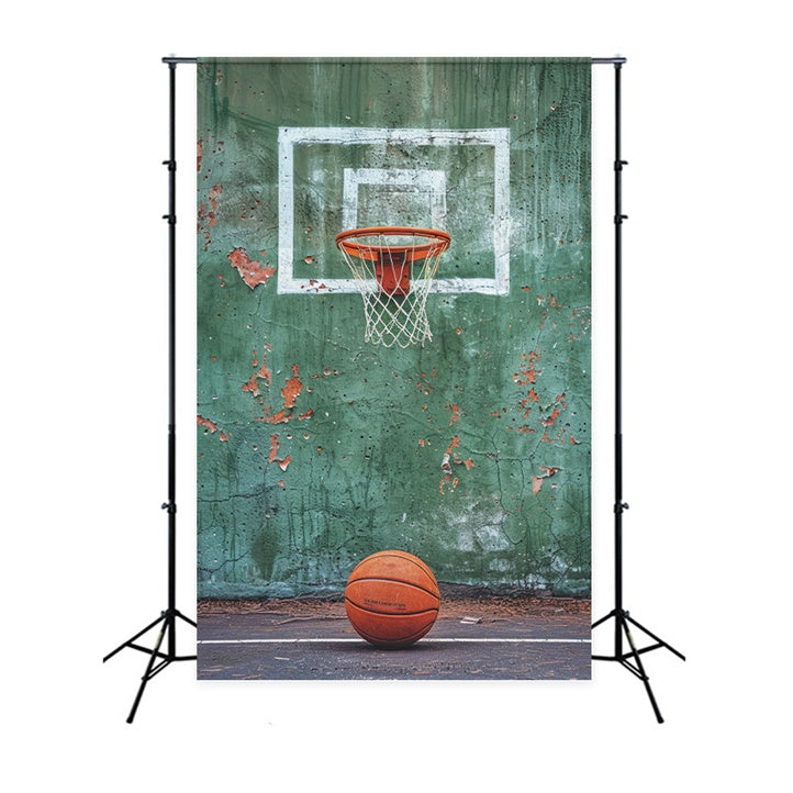 Basketball Backdrops Vintage Green Wall Hoop Backdrop UK BRP1-334