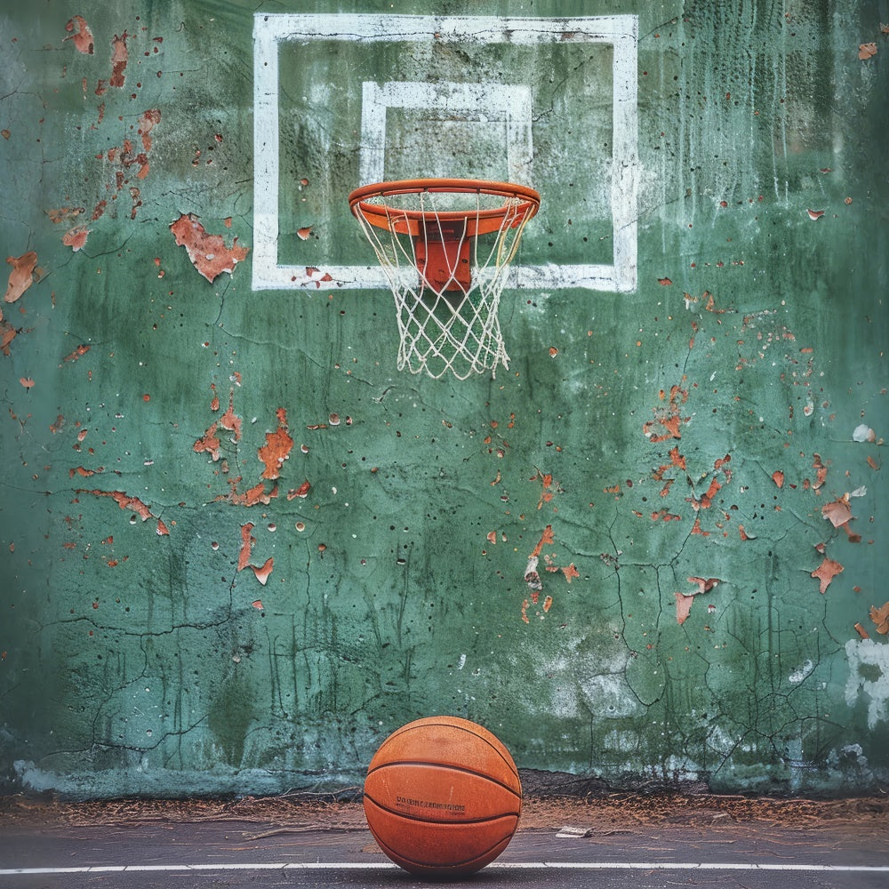 Basketball Backdrops Vintage Green Wall Hoop Backdrop UK BRP1-334