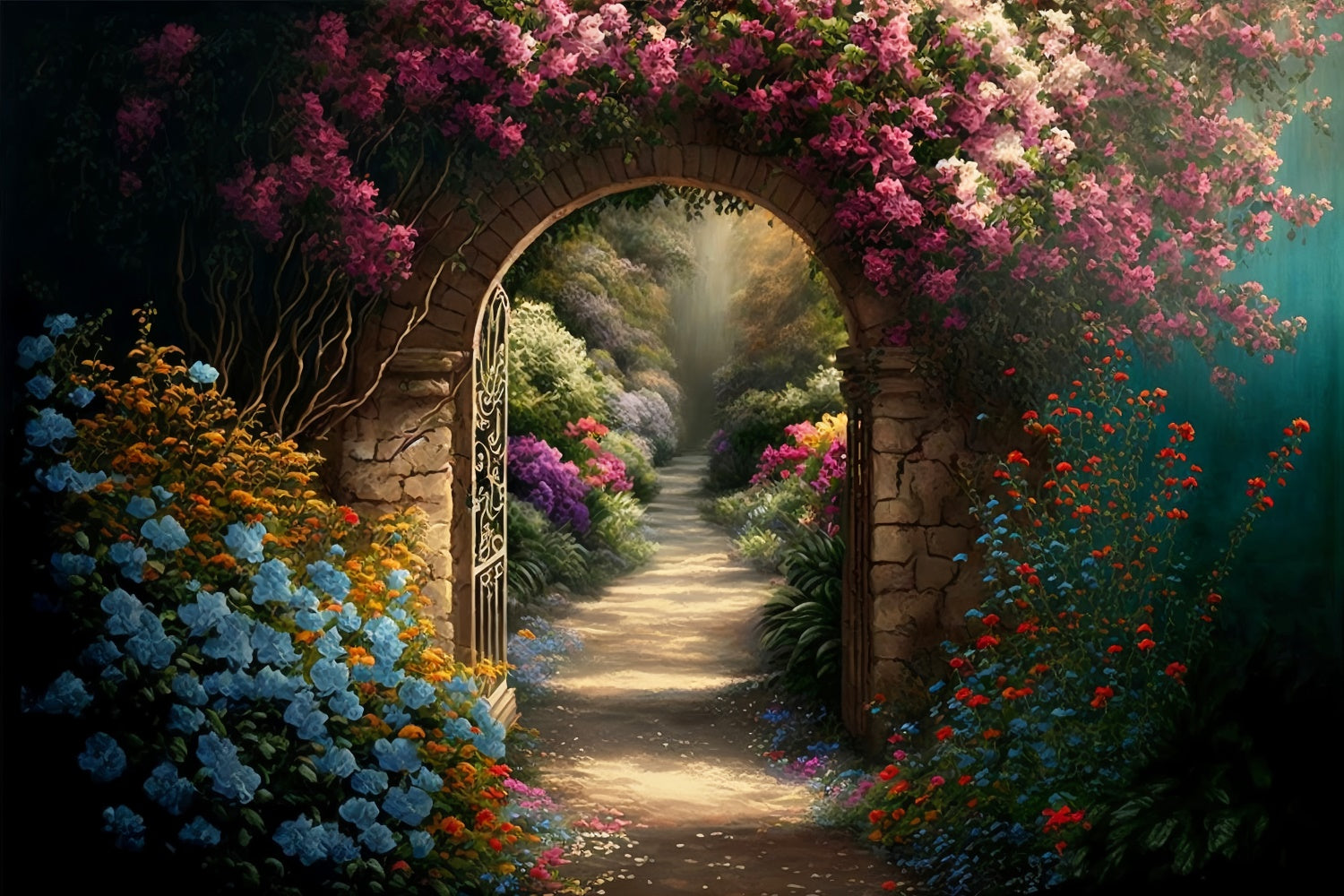 Floral Photography Backdrops Secret Garden Pathway Backdrop UK BRP1-339