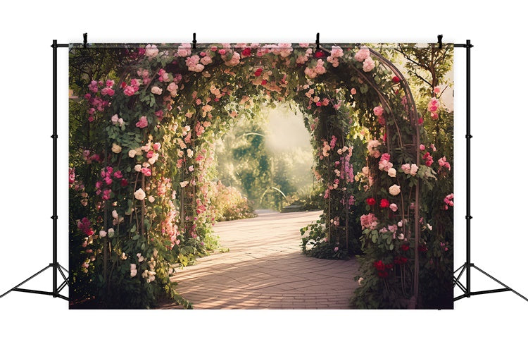 Photo Backdrop Floral Elegant Arch Morning Glow Backdrop UK BRP1-344