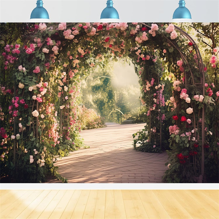 Photo Backdrop Floral Elegant Arch Morning Glow Backdrop UK BRP1-344