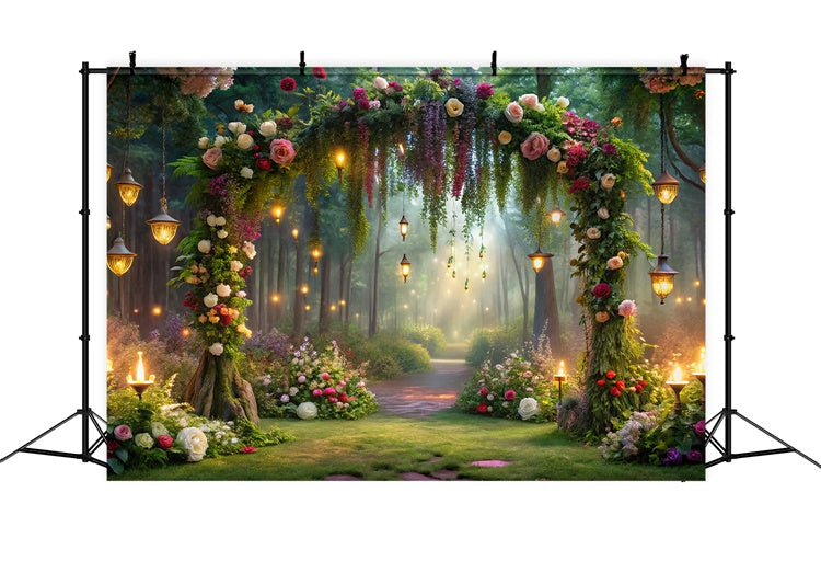 Floral Backdrop Romantic Forest Path Lighted Backdrop UK BRP1-350