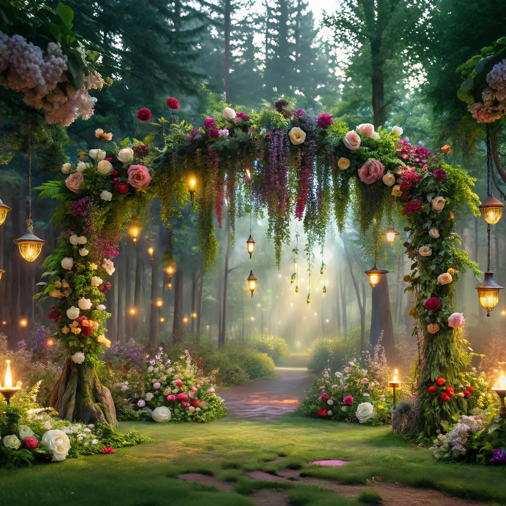 Floral Backdrop Romantic Forest Path Lighted Backdrop UK BRP1-350