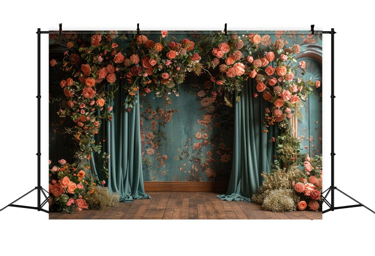 Floral Backdrop Photography Elegant Rustic Rose Decor Backdrop UK BRP1-353