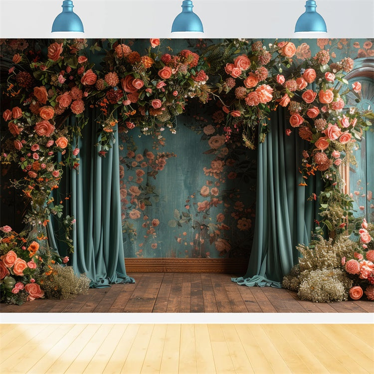 Floral Backdrop Photography Elegant Rustic Rose Decor Backdrop UK BRP1-353