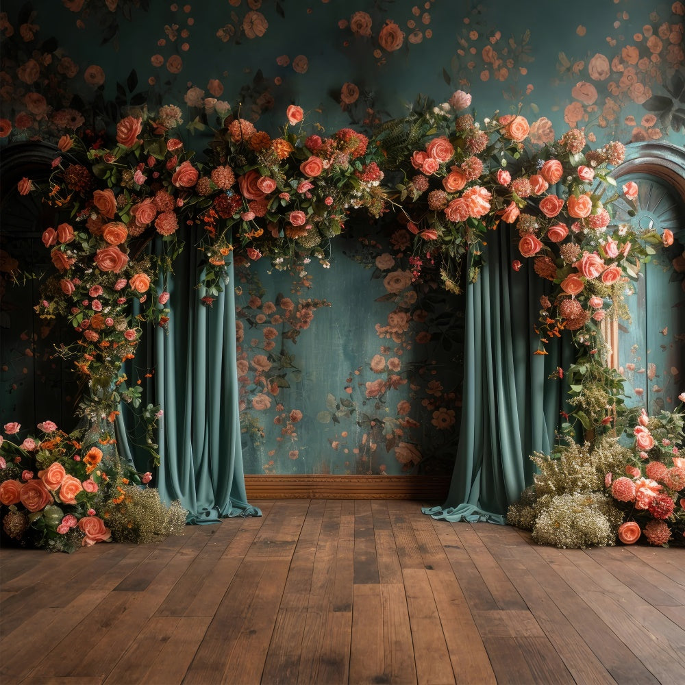 Floral Backdrop Photography Elegant Rustic Rose Decor Backdrop UK BRP1-353