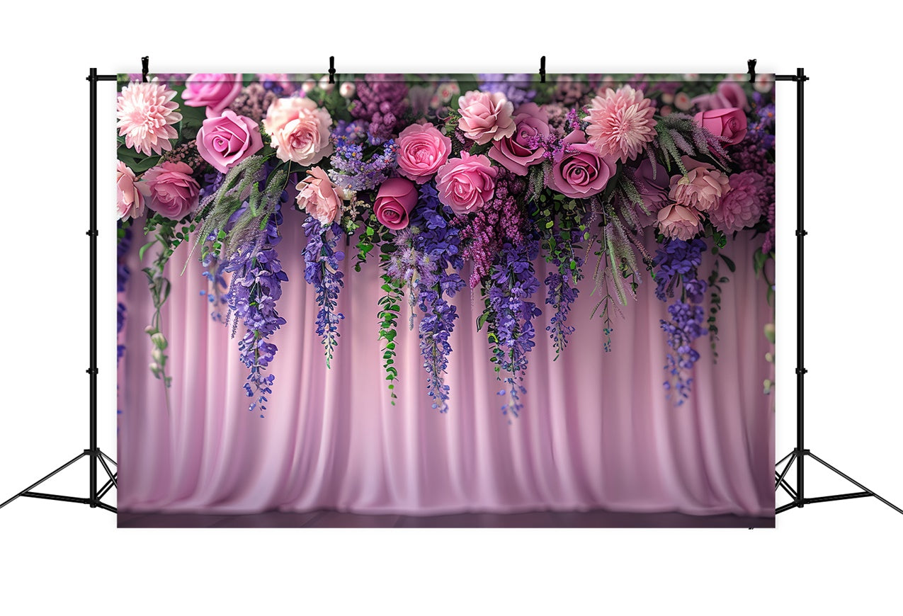 Flower Photo Backdrop Lavender Dream Rose Bouquet Backdrop UK BRP1-369