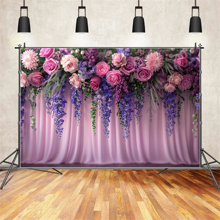 Flower Photo Backdrop Lavender Dream Rose Bouquet Backdrop UK BRP1-369