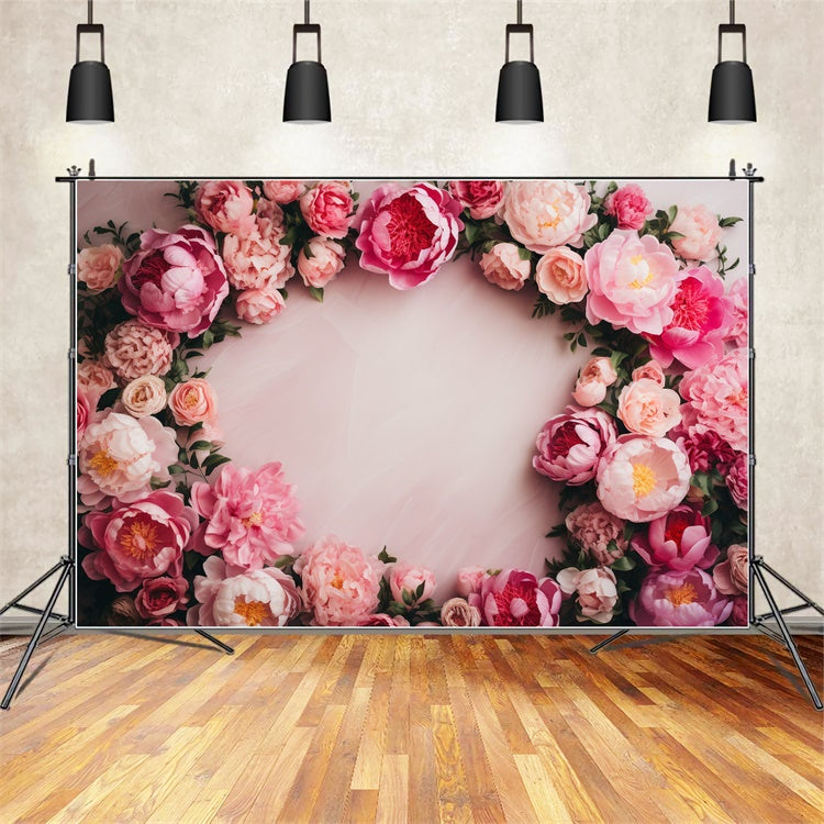 Photo Backdrop Floral Romantic Floral Border Pink Backdrop UK BRP1-373