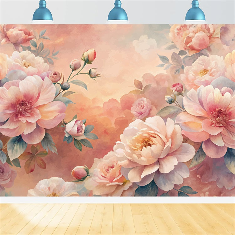 Flower Photography Backdrop Romantic Peony Art Wall Backdrop UK BRP1-374