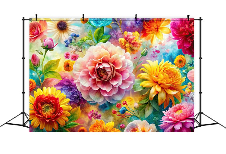 Floral Backdrops Colorful Bloom Vibrant Art Backdrop UK BRP1-378