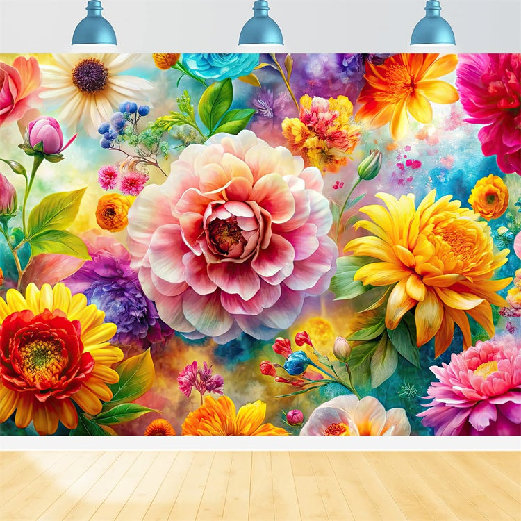 Floral Backdrops Colorful Bloom Vibrant Art Backdrop UK BRP1-378