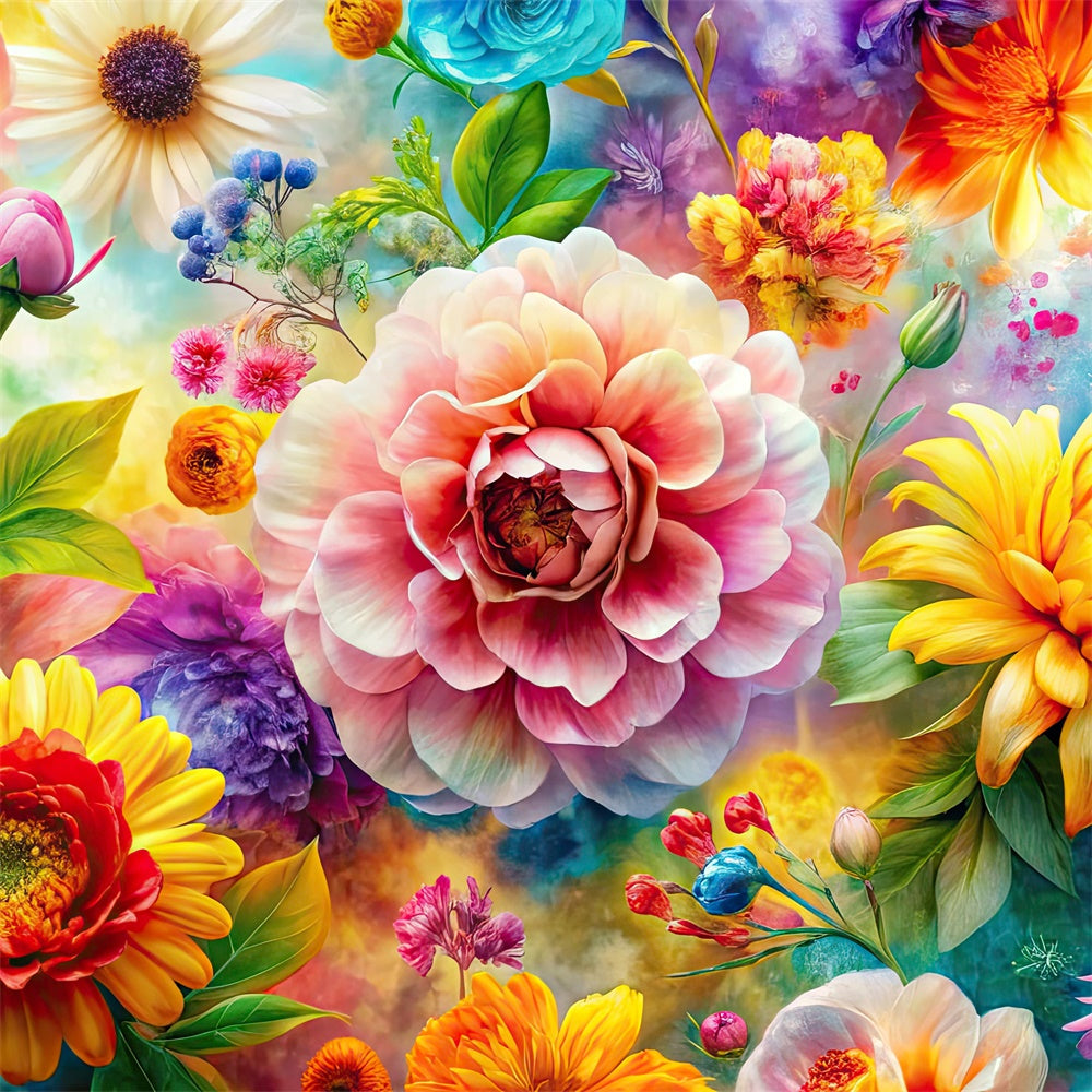 Floral Backdrops Colorful Bloom Vibrant Art Backdrop UK BRP1-378