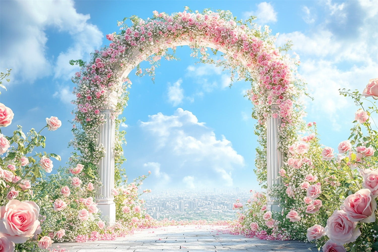 Flower Photo Backdrop Romantic Rose Garden Arch Backdrop UK BRP1-380