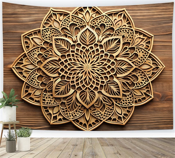 Flower Photography Backdrop Mandala Carved Wooden Backdrop UK BRP1-384