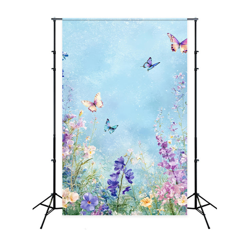 Flower Backdrop Blooming Spring Pastel Butterfly Backdrop UK BRP1-388