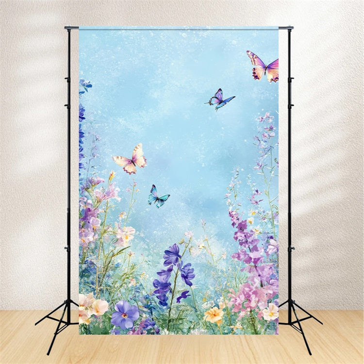 Flower Backdrop Blooming Spring Pastel Butterfly Backdrop UK BRP1-388