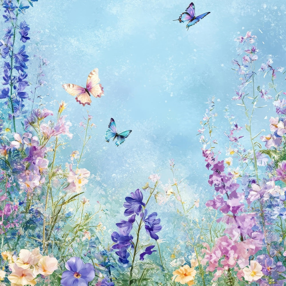 Flower Backdrop Blooming Spring Pastel Butterfly Backdrop UK BRP1-388