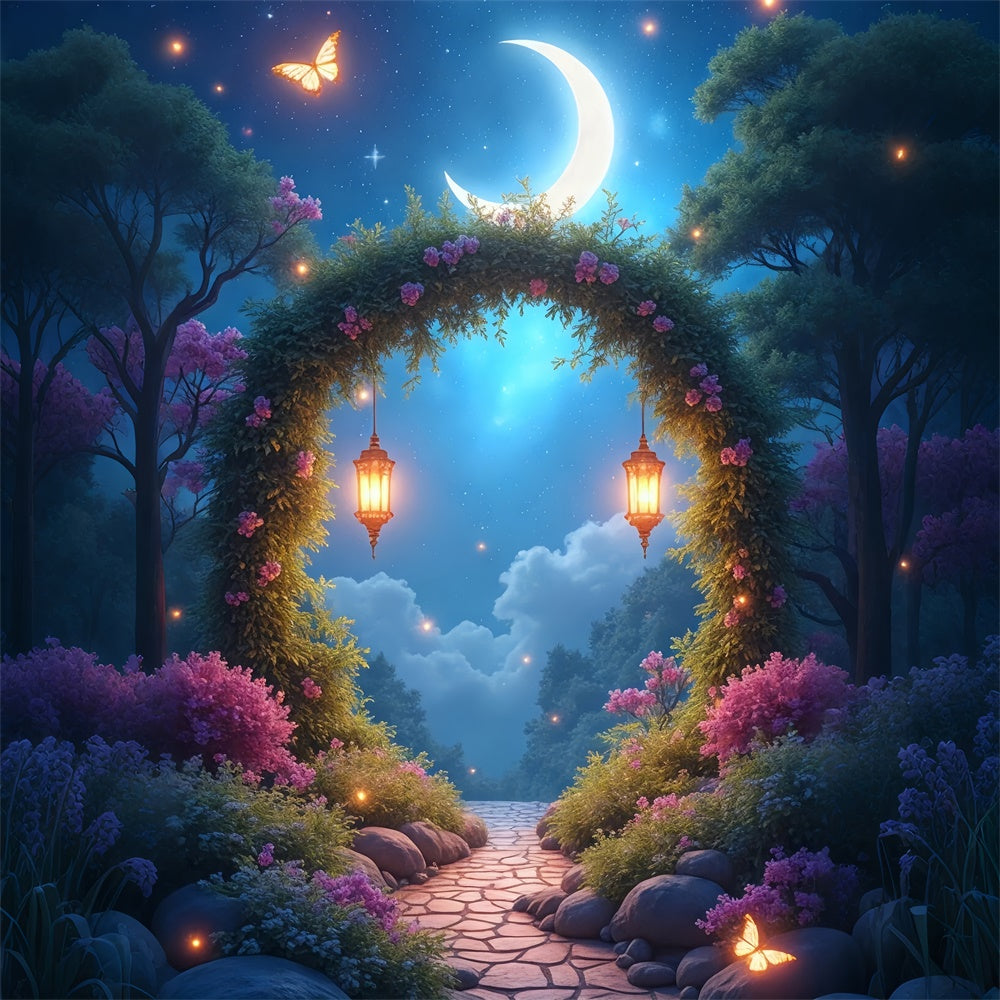 Floral Photo Backdrop Dreamy Night Romantic Garden Backdrop UK BRP1-390