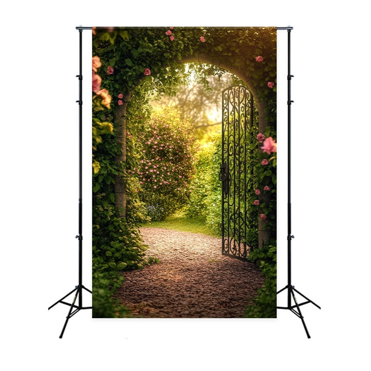 Flower Photo Backdrop Rustic Archway Garden Path Backdrop UK BRP1-391