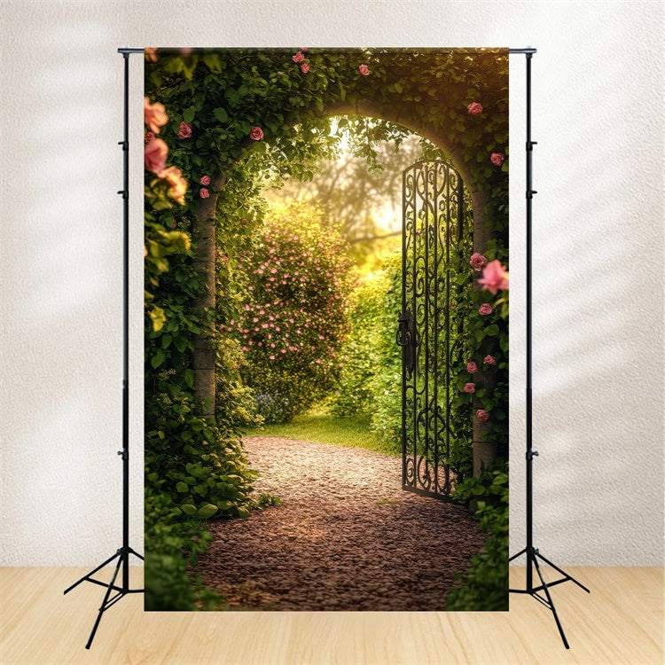 Flower Photo Backdrop Rustic Archway Garden Path Backdrop UK BRP1-391