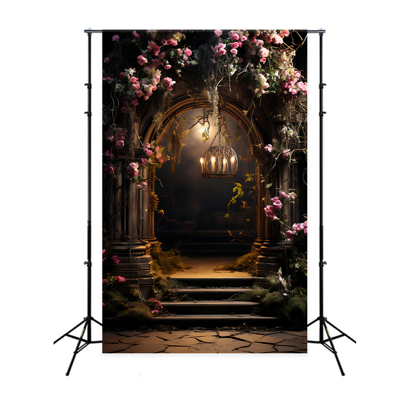 Floral Backdrop Mystical Rose Archway Candlelit Backdrop UK BRP1-392