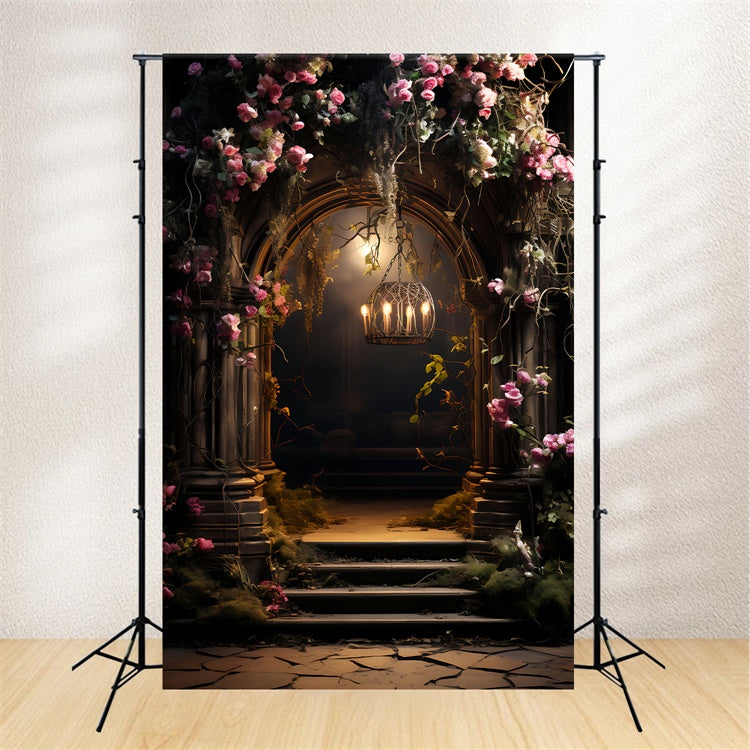 Floral Backdrop Mystical Rose Archway Candlelit Backdrop UK BRP1-392