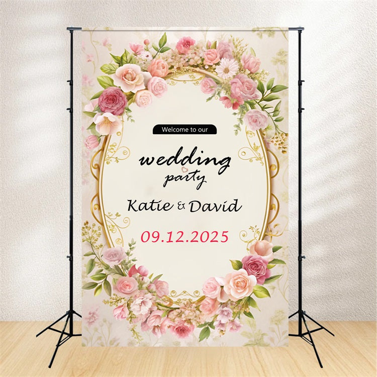 Custom Wedding Backdrops Elegant Floral Party Backdrop UK BRP1-393