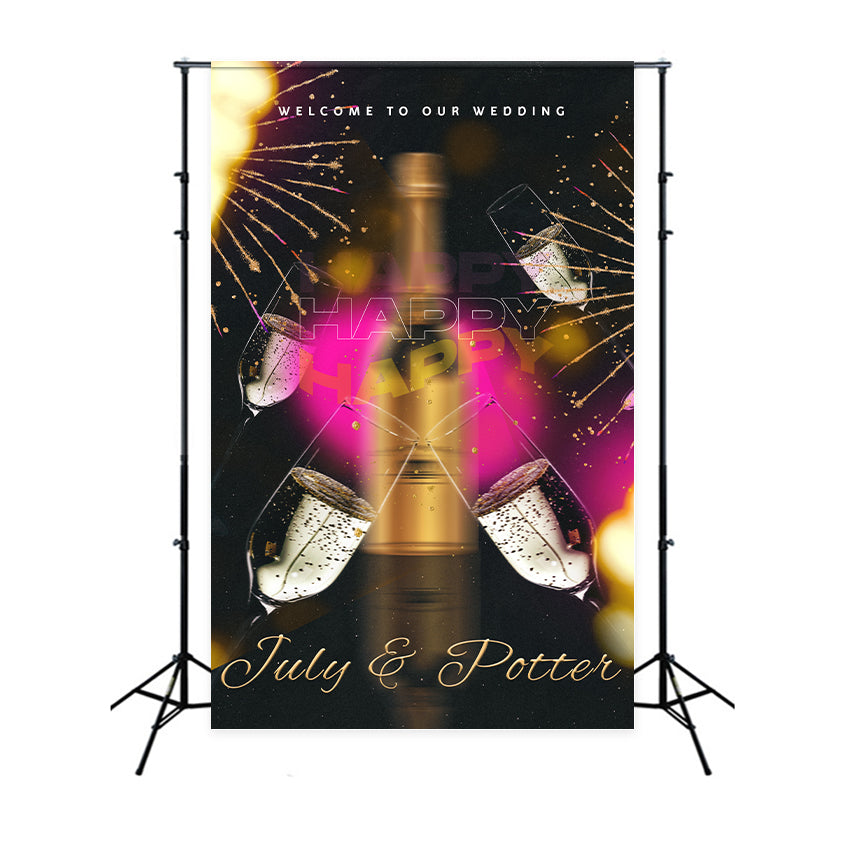 Custom Wedding Photo Backdrops Champagne Toast Celebration Backdrop UK BRP1-396