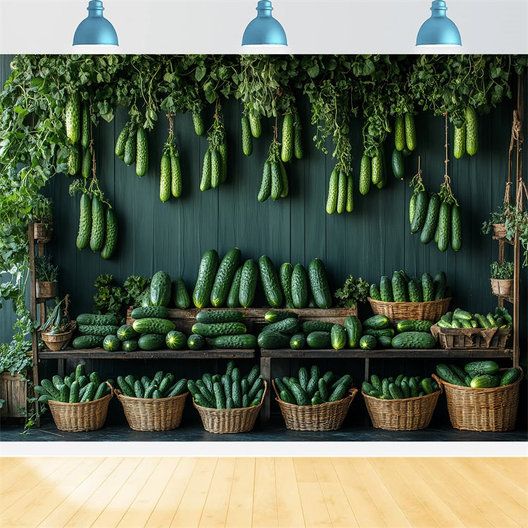 Photo Backdrop Spring Lush Green Hanging Cucumbers Backdrop UK BRP1-4