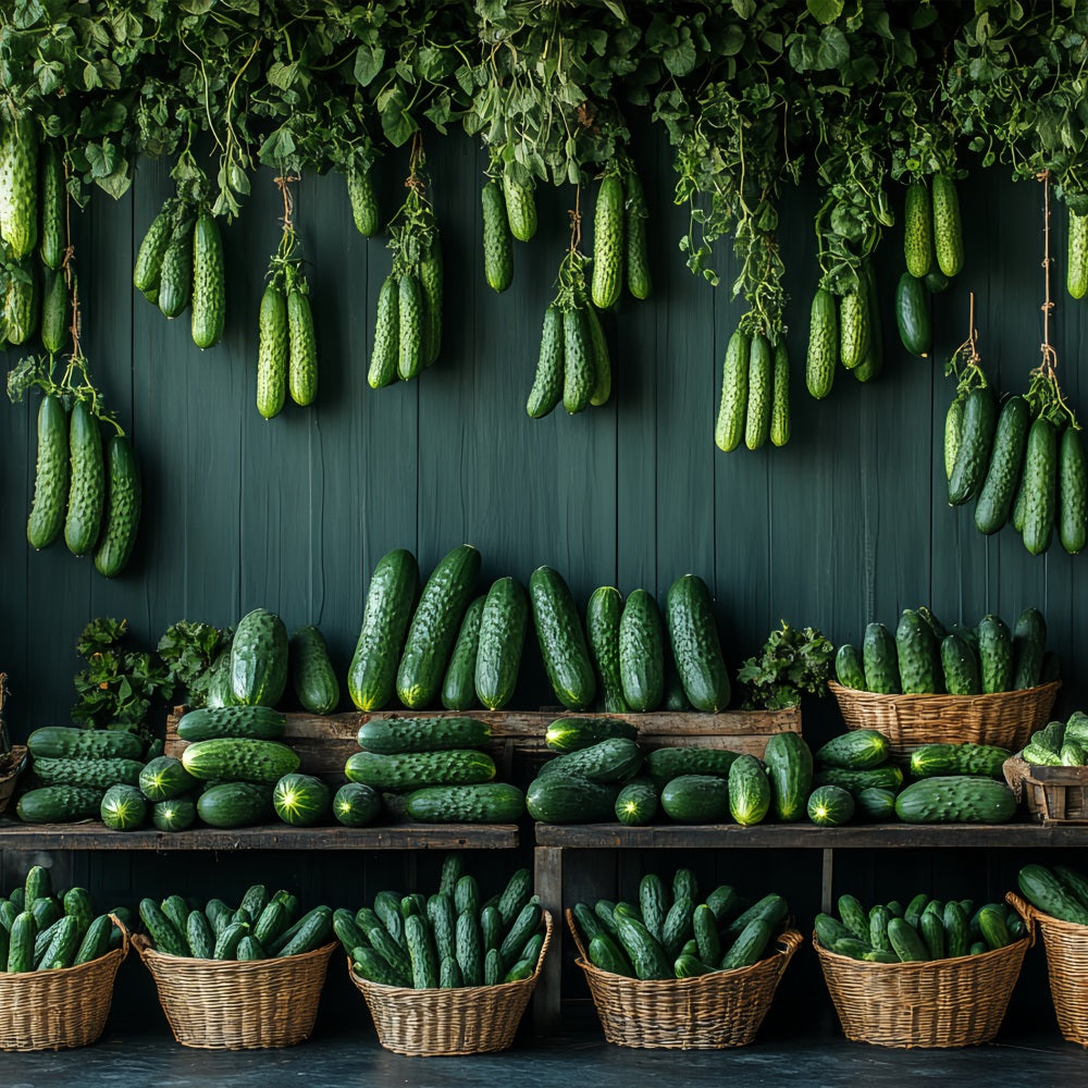 Photo Backdrop Spring Lush Green Hanging Cucumbers Backdrop UK BRP1-4