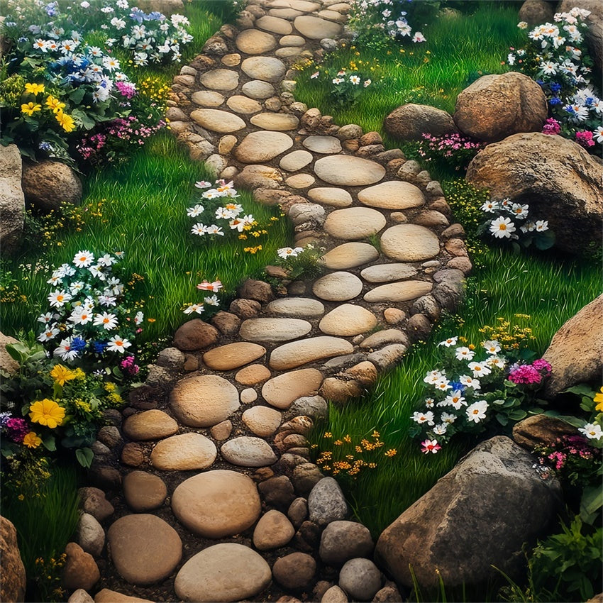 Photo Backdrop Floor Curved Rock Path Garden Floor Backdrop UK BRP1-40