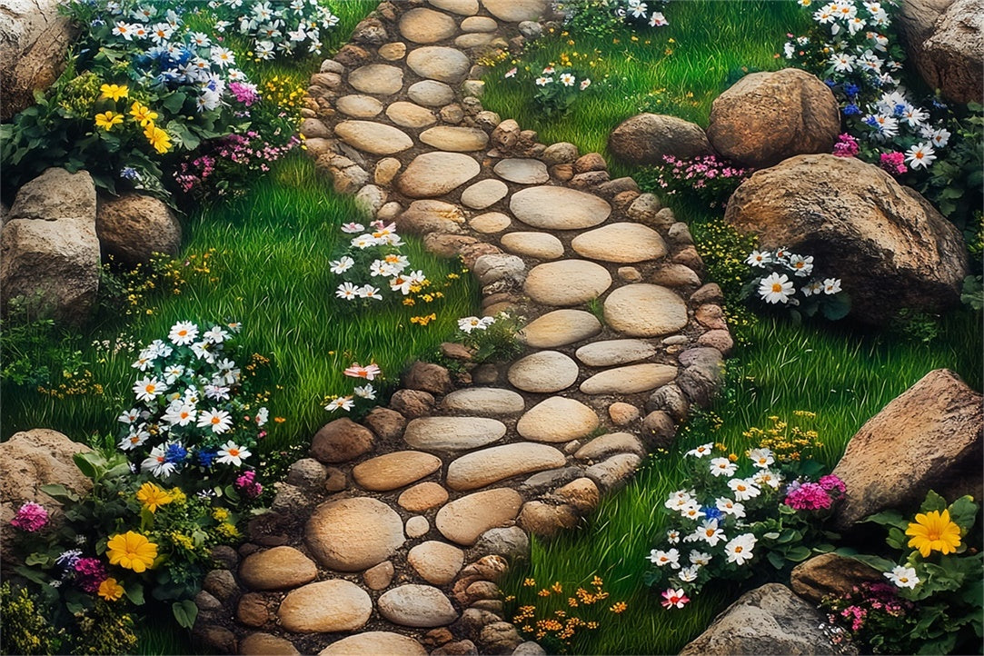 Photo Backdrop Floor Curved Rock Path Garden Floor Backdrop UK BRP1-40