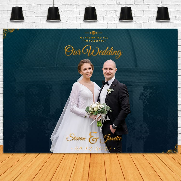 Personalized Wedding Backdrops Luxury Blue Celebration Backdrop UK BRP