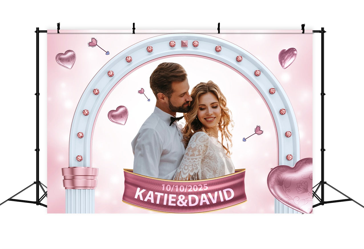 Wedding Backdrop Personalized Arch Sparkling Hearts Backdrop UK BRP1-407