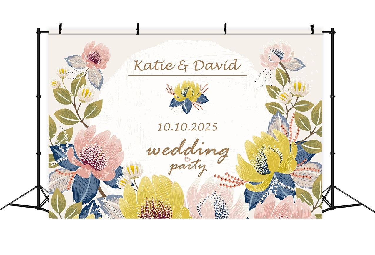 Personalized Wedding Backdrop Soft Pastel Bliss Backdrop UK BRP1-413