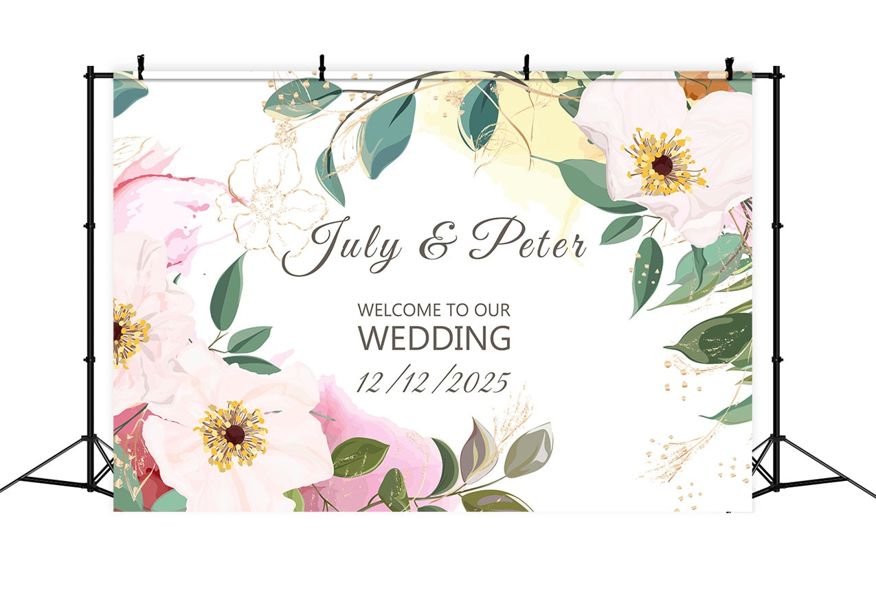 Personalized Backdrop Wedding Floral Greenery Welcome Backdrop UK BRP1-416