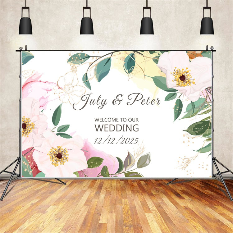 Personalized Backdrop Wedding Floral Greenery Welcome Backdrop UK BRP1-416