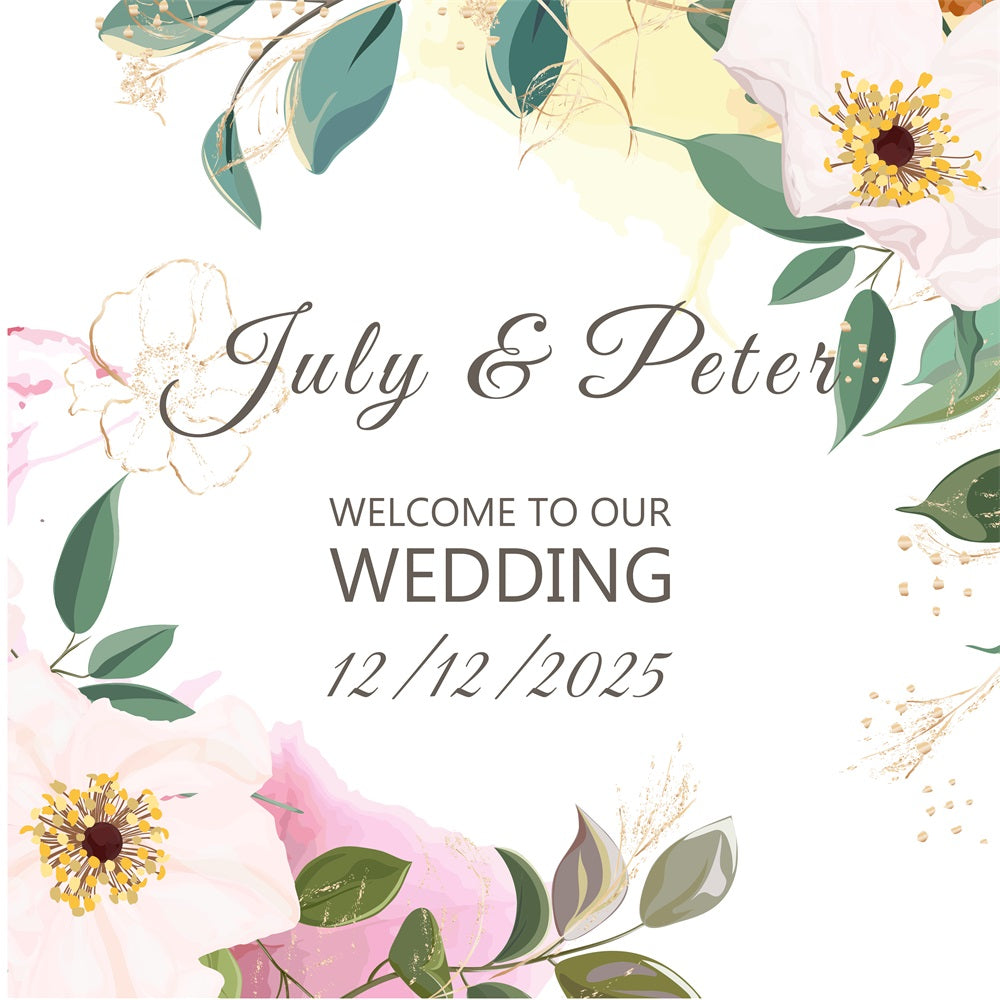 Personalized Backdrop Wedding Floral Greenery Welcome Backdrop UK BRP1-416