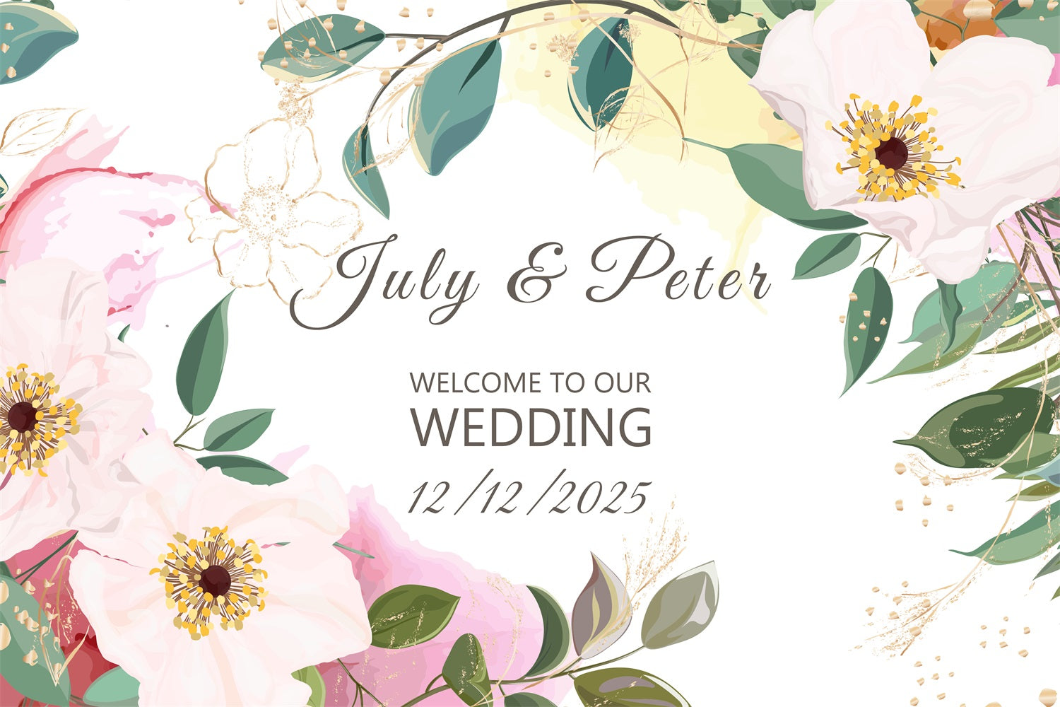 Personalized Backdrop Wedding Floral Greenery Welcome Backdrop UK BRP1-416