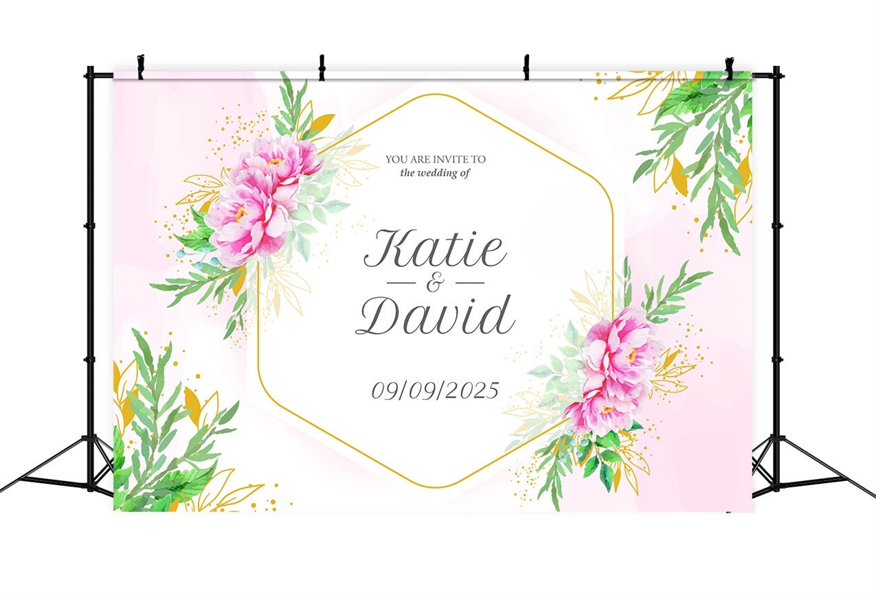 Personalized Wedding Backdrops Floral Bliss Hexagon Backdrop UK BRP1-419