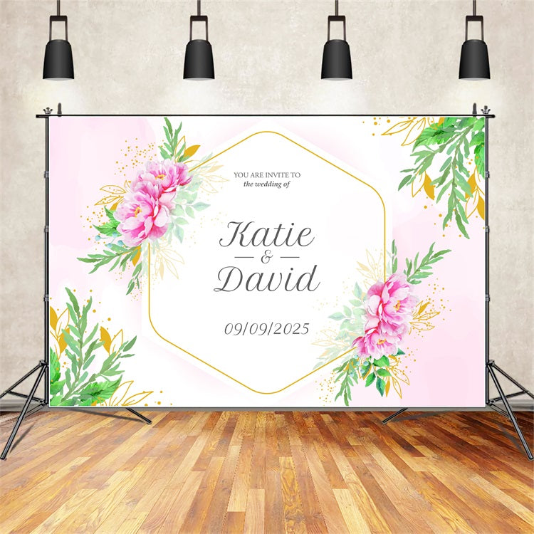 Personalized Wedding Backdrops Floral Bliss Hexagon Backdrop UK BRP1-419