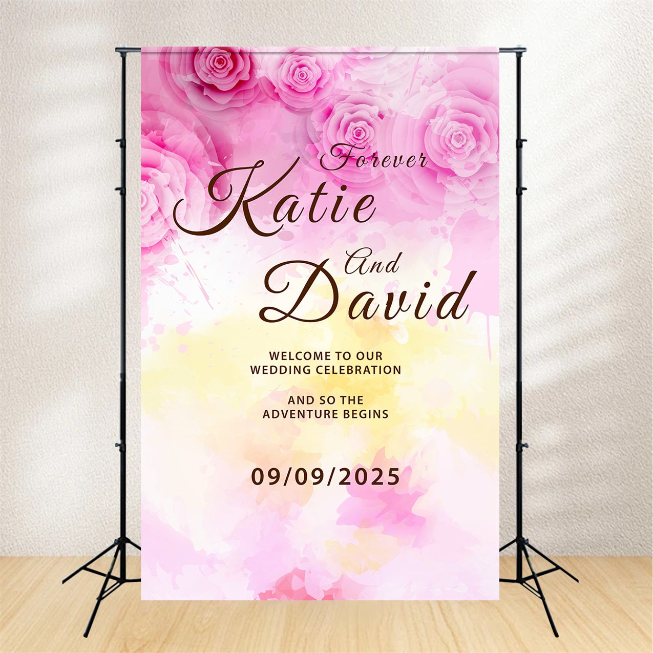 Personalized Wedding Backdrop True Love Forever Floral Backdrop UK BRP1-425