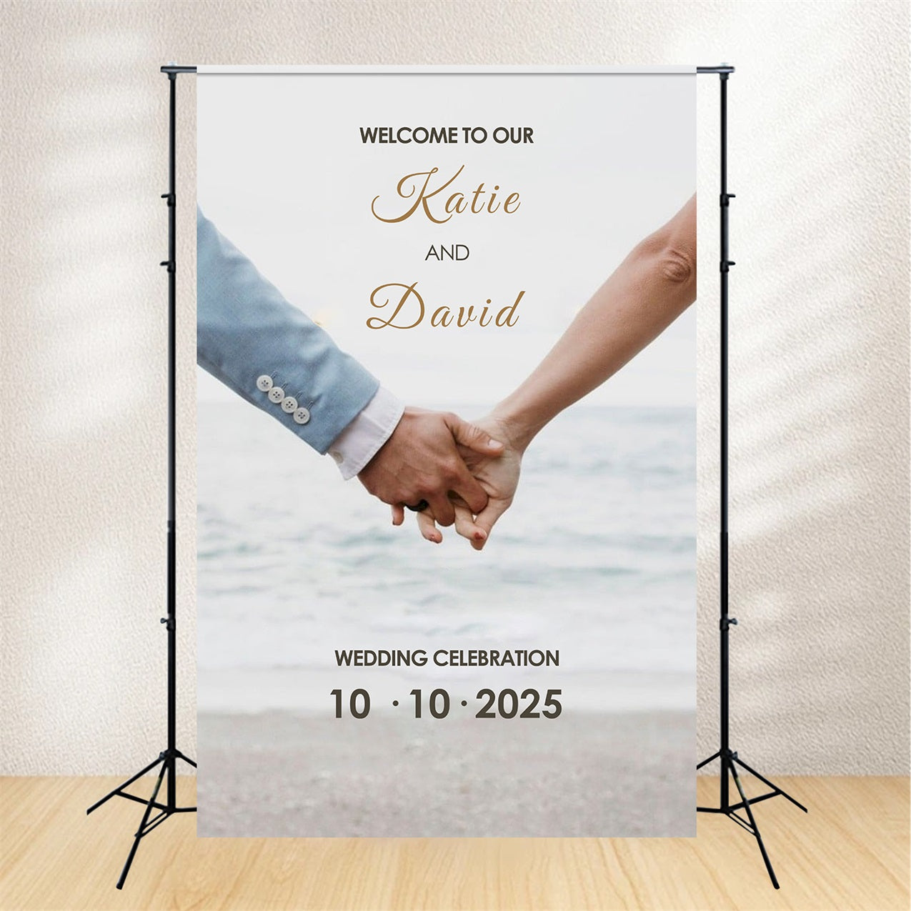 Custom Backdrop Wedding Beach Holding Hands Photo Backdrop UK BRP1-428