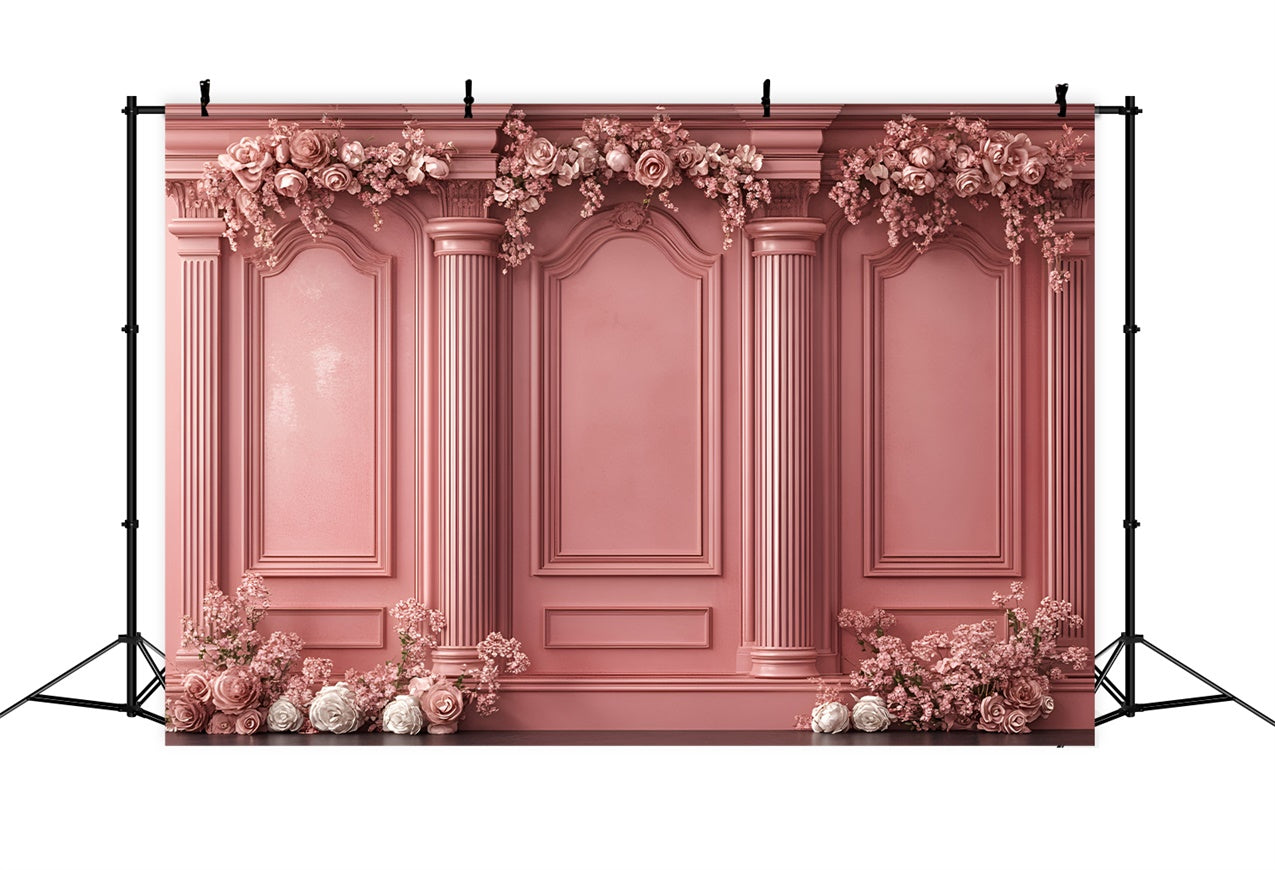 Boudoir Photo Backdrops Ornate Pink Columns Flower Backdrop UK BRP1-442