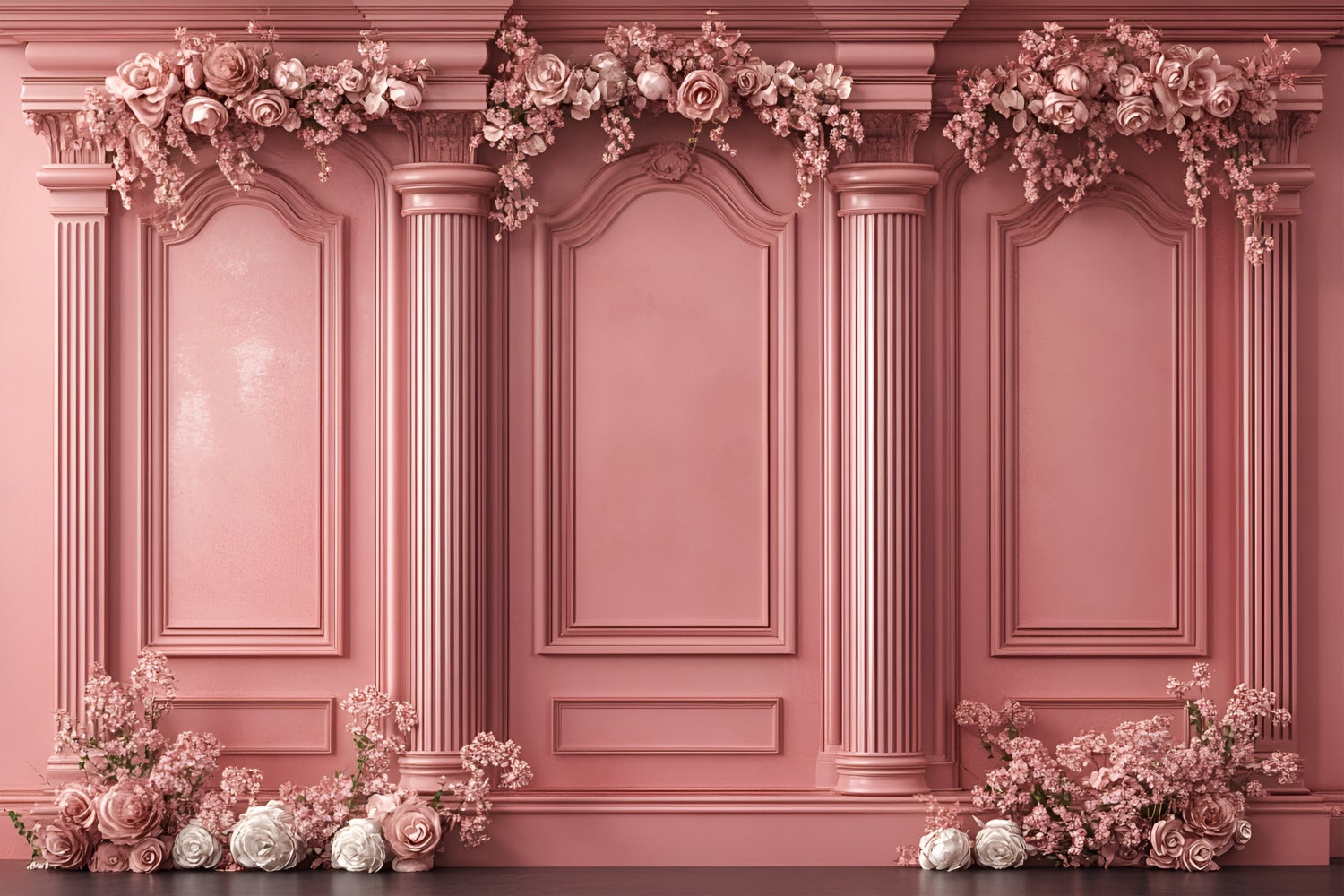 Boudoir Photo Backdrops Ornate Pink Columns Flower Backdrop UK BRP1-442