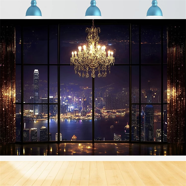 Boudoir Backdrops Cityscape Crystal Chandelier Backdrop UK BRP1-448