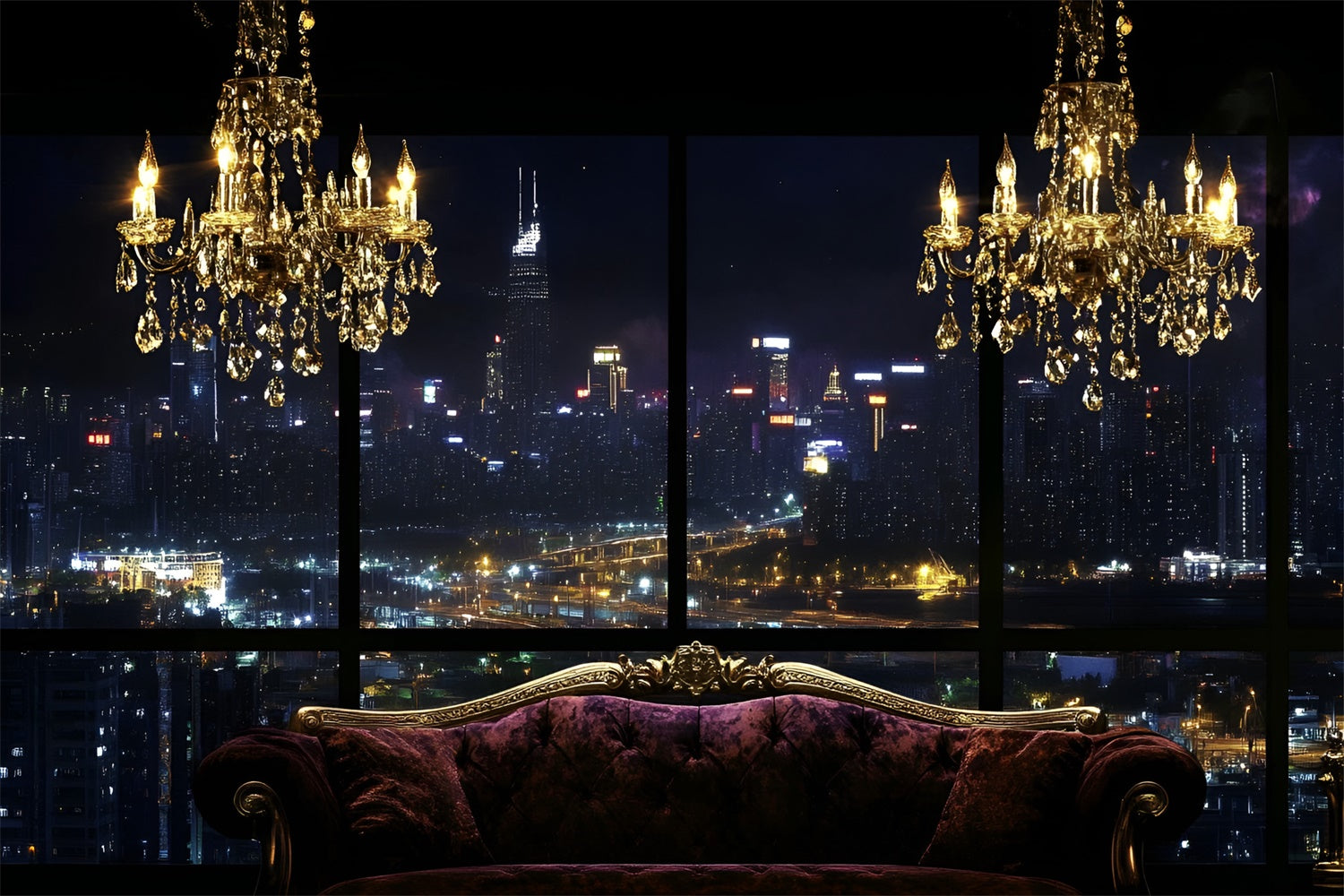 Boudoir Photo Backdrops Evening Cityscape Sofa Backdrop UK BRP1-449